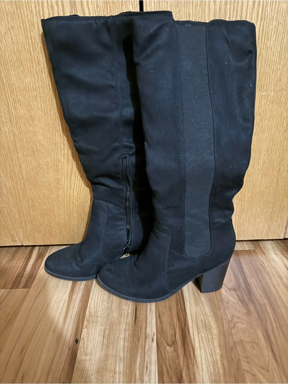 Sugar Black Over-the-Knee Block Heel Boots